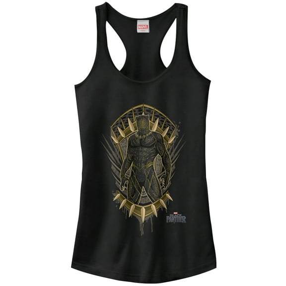 Junior's Marvel Black Panther 2018 Claw Crest  Racerback Tank Top Black Medium