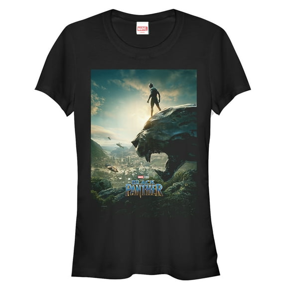 Junior's Marvel Black Panther 2018 Epic View  Graphic Tee Black Large