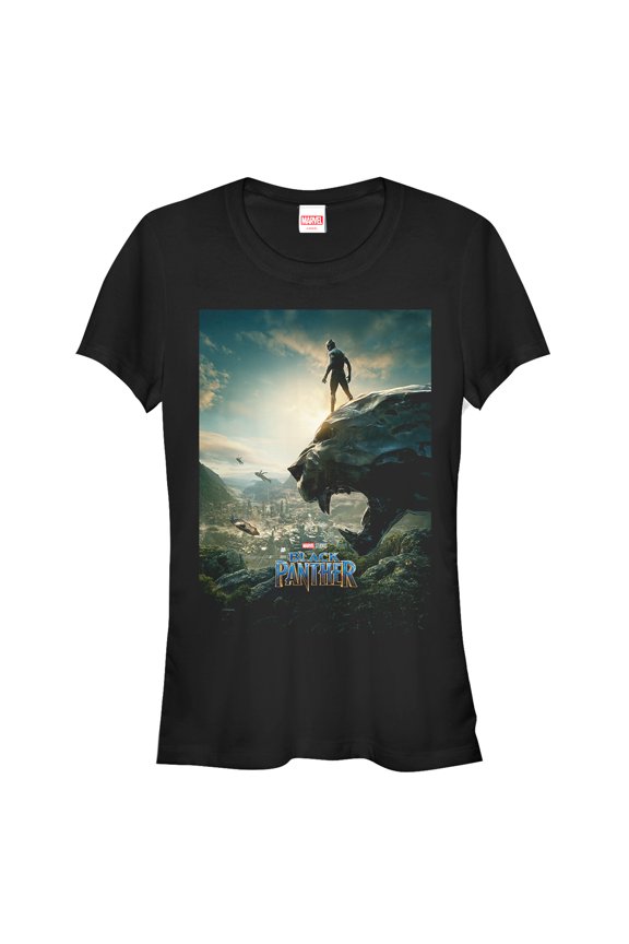 Junior's Marvel Black Panther 2018 Epic View Graphic Tee Black Medium