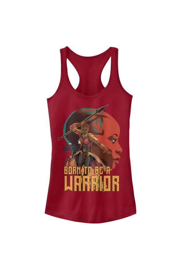 Junior's Marvel Black Panther 2018 Okoye Warrior Racerback Tank Top Scarlet Small