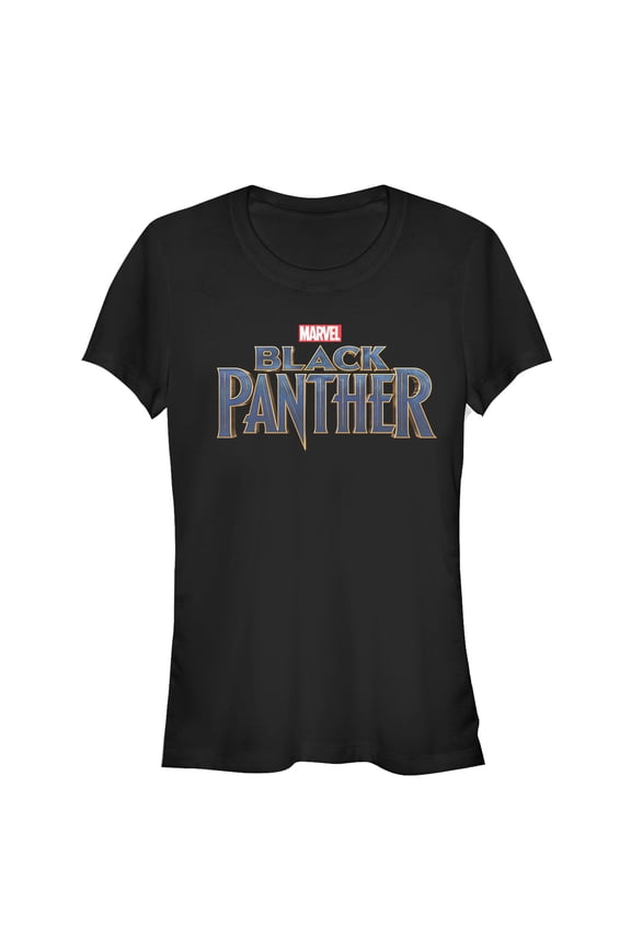 Junior's Marvel Black Panther 2018 Text Logo Graphic Tee Black 2X Large