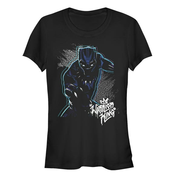 Junior's Marvel Black Panther 2018 Triangle Pattern  Graphic Tee Black Large