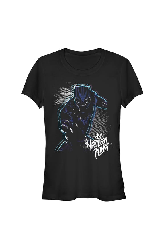 Junior's Marvel Black Panther 2018 Triangle Pattern  Graphic Tee Black Small