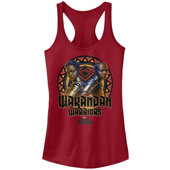 Junior's Marvel Black Panther 2018 Wakandan Warriors Racerback Tank Top Scarlet X Large