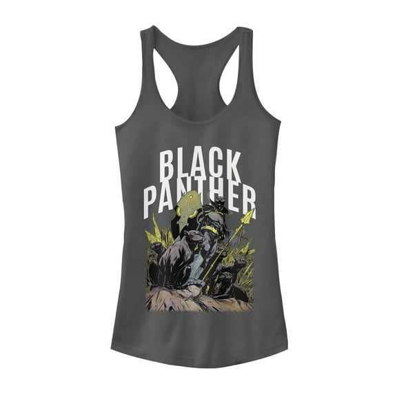 Junior's Marvel Black Panther Army Racerback Tank Top Charcoal 2X Large
