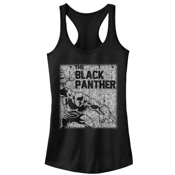 Junior's Marvel Black Panther Chalk Print Racerback Tank Top Black Small