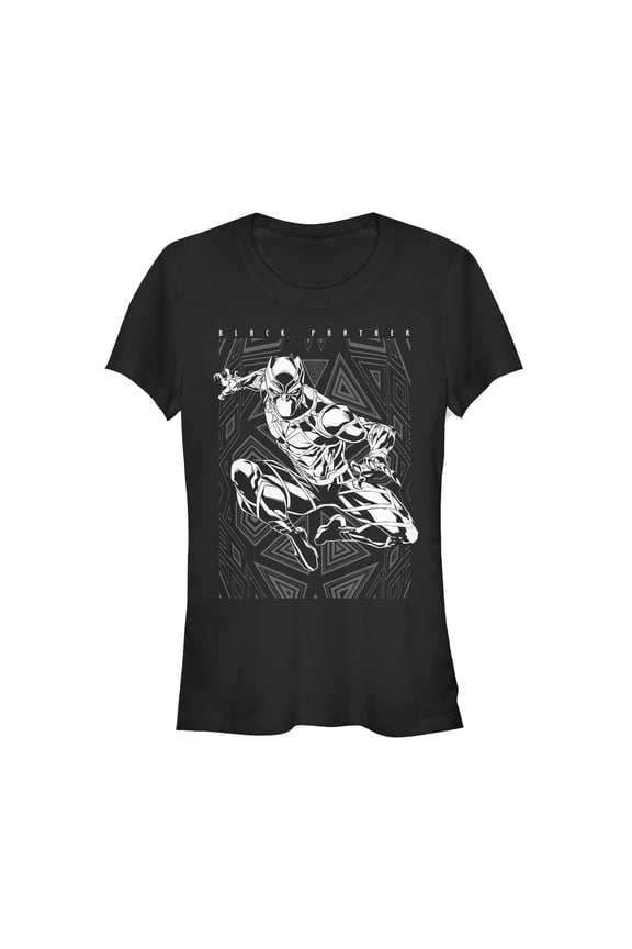 Junior's Marvel Black Panther Geometric Pattern Graphic Tee Black 2X Large