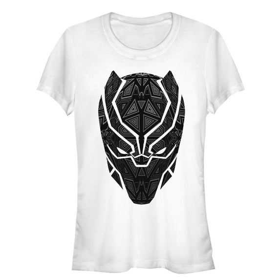 Junior's Marvel Black Panther Ornate Mask Graphic Tee White 2X Large
