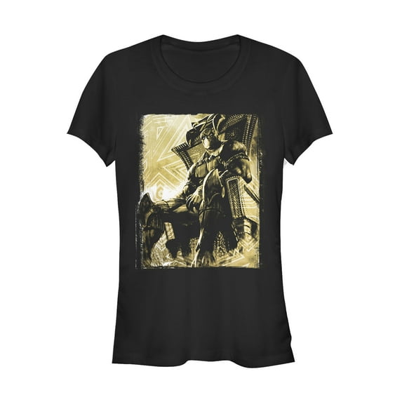 Junior's Marvel Black Panther Throne Graphic Tee Black X Large