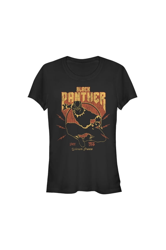 Junior's Marvel Black Panther Warrior Prince Bolt  Graphic Tee Black Medium