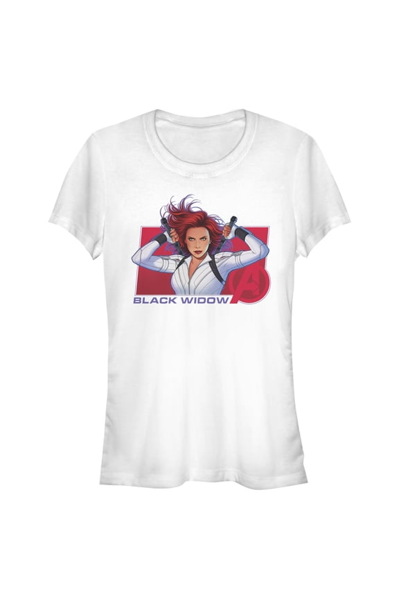 Junior's Marvel Black Widow Avenger Hero Graphic Tee White Medium