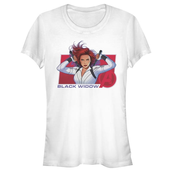 Junior's Marvel Black Widow Avenger Hero  Graphic Tee White Small