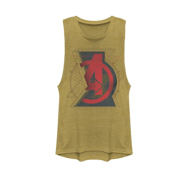 Junior's Marvel Black Widow Avenger Logo Festival Muscle Graphic Tee Gold Heather X Large