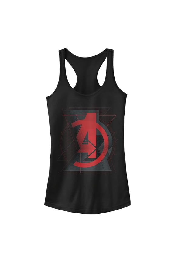 Junior's Marvel Black Widow Avenger Logo Racerback Tank Top Black Medium