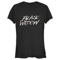 thumbnail image 1 of Junior's Marvel Black Widow Chalk Logo  Graphic Tee Black Medium, 1 of 2