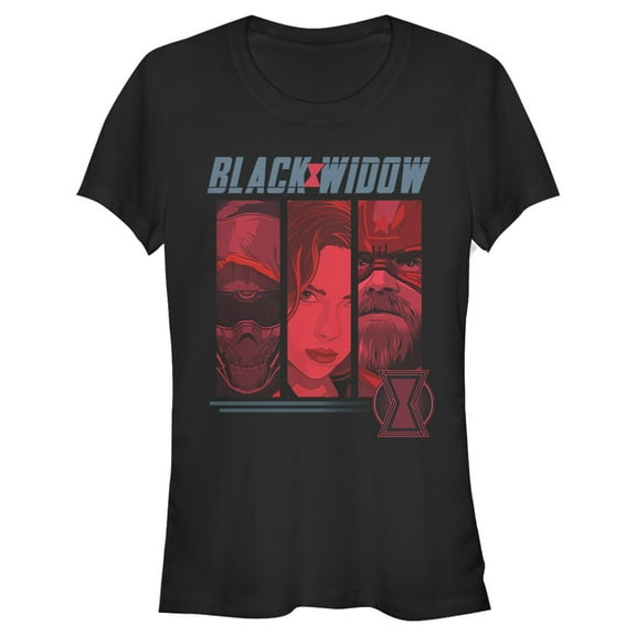 Junior's Marvel Black Widow Character Panel  Graphic Tee Black 2X Large