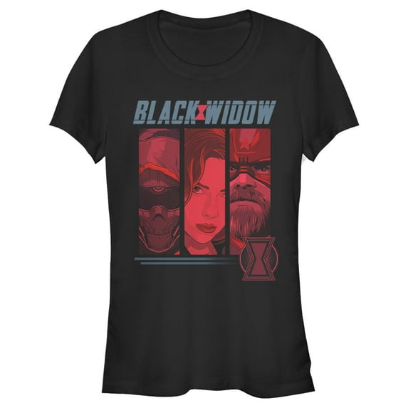 Junior's Marvel Black Widow Character Panel Graphic Tee Black X Large
