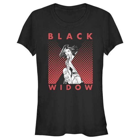 Junior's Marvel Black Widow Gradient Pose  Graphic Tee Black 2X Large