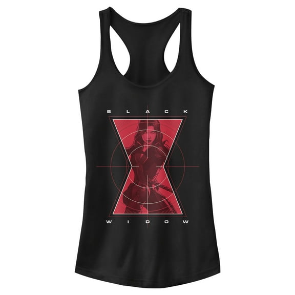 Junior's Marvel Black Widow Hero Target  Racerback Tank Top Black 2X Large