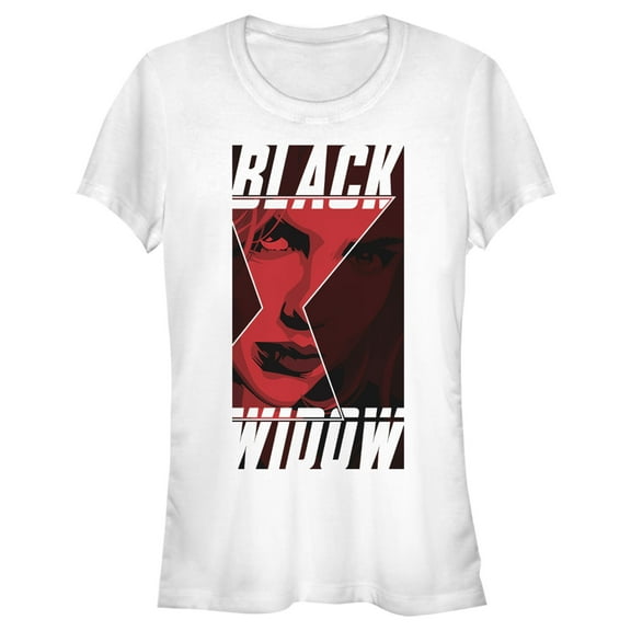 Junior's Marvel Black Widow Hourglass Peek  Graphic Tee White 2X Large