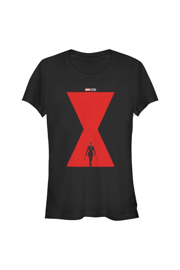 Junior's Marvel Black Widow Hourglass Poster Graphic Tee Black Small