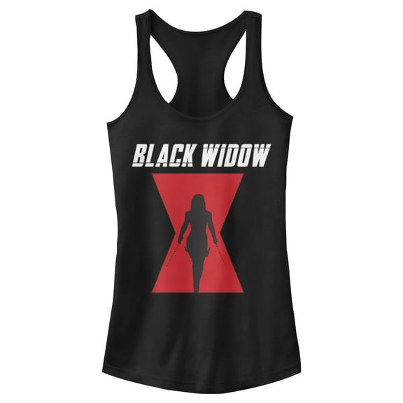 Junior's Marvel Black Widow Hourglass Silhouette  Racerback Tank Top Black Medium