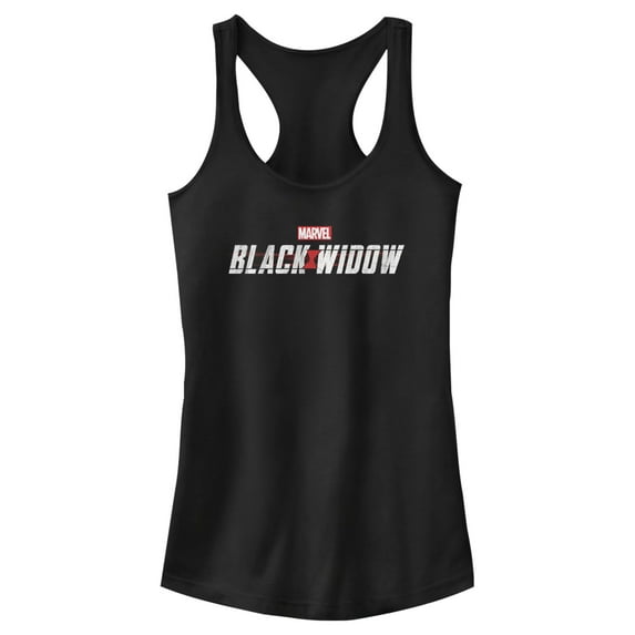 Junior's Marvel Black Widow Movie Logo Racerback Tank Top Black Small