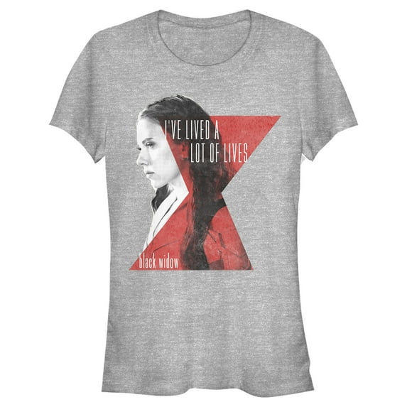 Junior's Marvel Black Widow Multiple Lives Graphic Tee Athletic Heather 2X Large