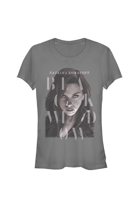Junior's Marvel Black Widow Romanoff Portrait Graphic Tee Charcoal Small