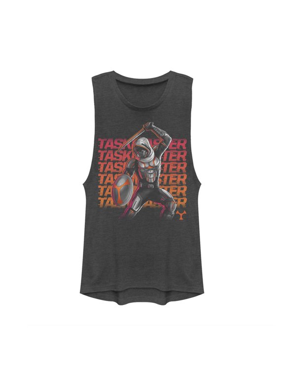 Junior's Marvel Black Widow Taskmaster Battle Festival Muscle Graphic Tee Charcoal X Large
