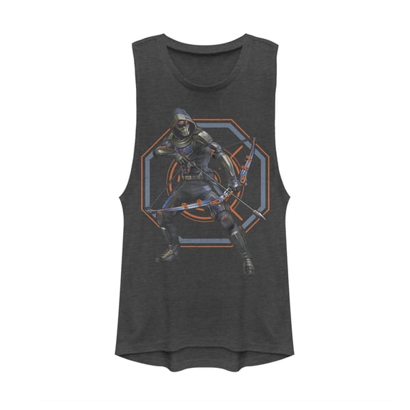 Junior's Marvel Black Widow Taskmaster Target Festival Muscle Graphic Tee Charcoal X Large