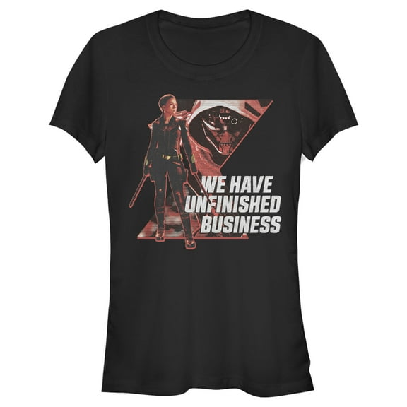 Junior's Marvel Black Widow Unfinished Business  Graphic Tee Black Small