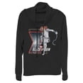 thumbnail image 1 of Junior's Marvel Black Widow Vintage Pose  Cowl Neck Sweatshirt Black Small, 1 of 3