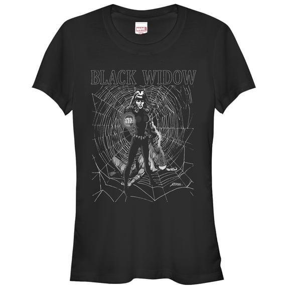 Junior's Marvel Black Widow Web Graphic Tee Black Small