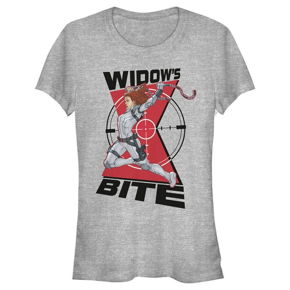 Junior's Marvel Black Widow in the Crosshairs  Graphic Tee Athletic Heather Medium