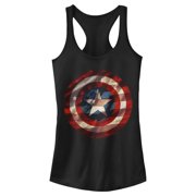 Junior's Marvel Captain America Avengers Shield Flag Racerback Tank Top Black Large