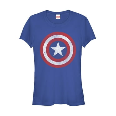 Junior's Marvel Captain America Classic Shield  Graphic Tee Royal Blue Large