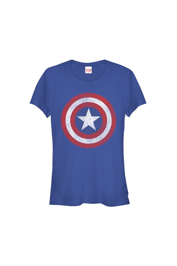 Junior's Marvel Captain America Classic Shield Graphic Tee Royal Blue Medium