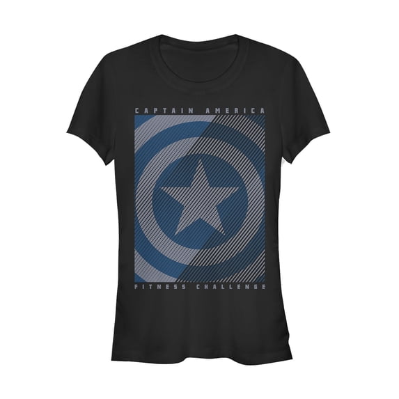 Junior's Marvel Captain America Fitness Challenge Streaks Graphic Tee Black Medium