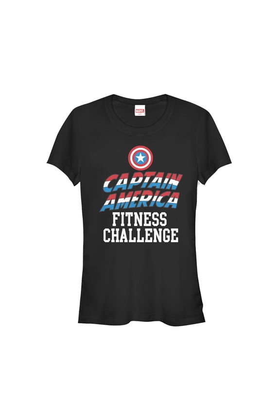 Junior's Marvel Captain America Fitness Ready Graphic Tee Black Medium