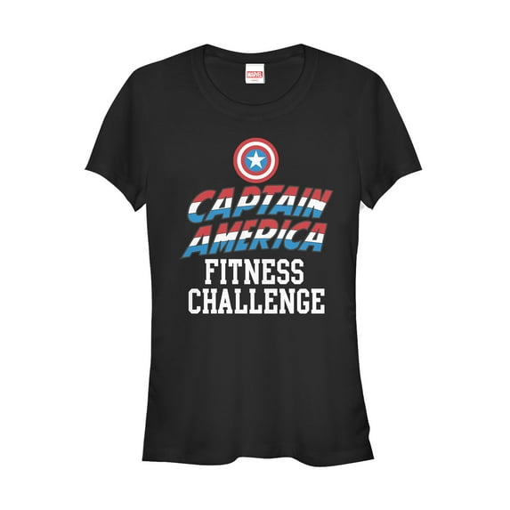 Junior's Marvel Captain America Fitness Ready Graphic Tee Black X Large