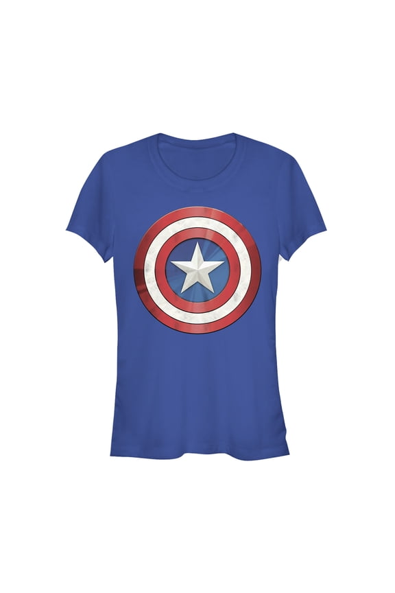Junior's Marvel Captain America Reflect Shield Graphic Tee Royal Blue Large
