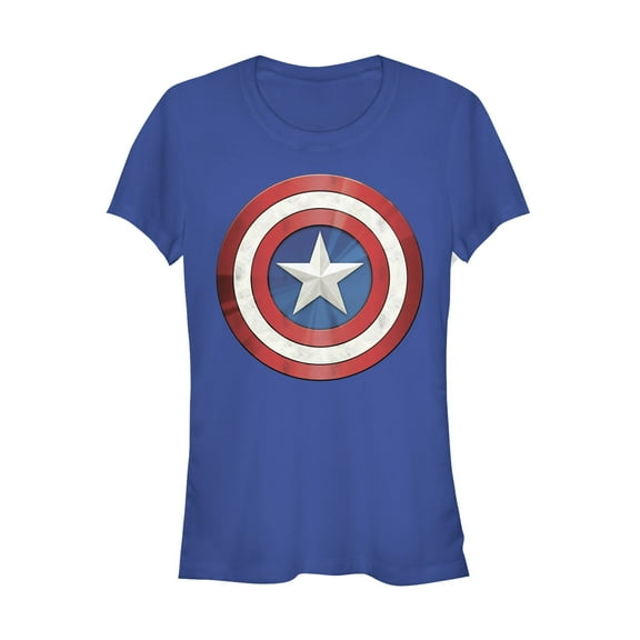 Junior's Marvel Captain America Reflect Shield  Graphic Tee Royal Blue Medium