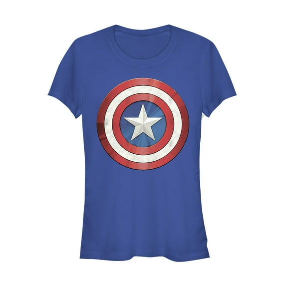 Junior's Marvel Captain America Reflect Shield Graphic Tee Royal Blue Small