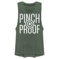 thumbnail image 1 of Junior's Marvel Captain America Shield Pinch Proof St. Patrick's Day  Festival Muscle Graphic Tee Pine Green Heather 2X Large, 1 of 4