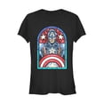 thumbnail image 1 of Junior's Marvel Captain America Stained Glass  Graphic Tee Black Medium, 1 of 2