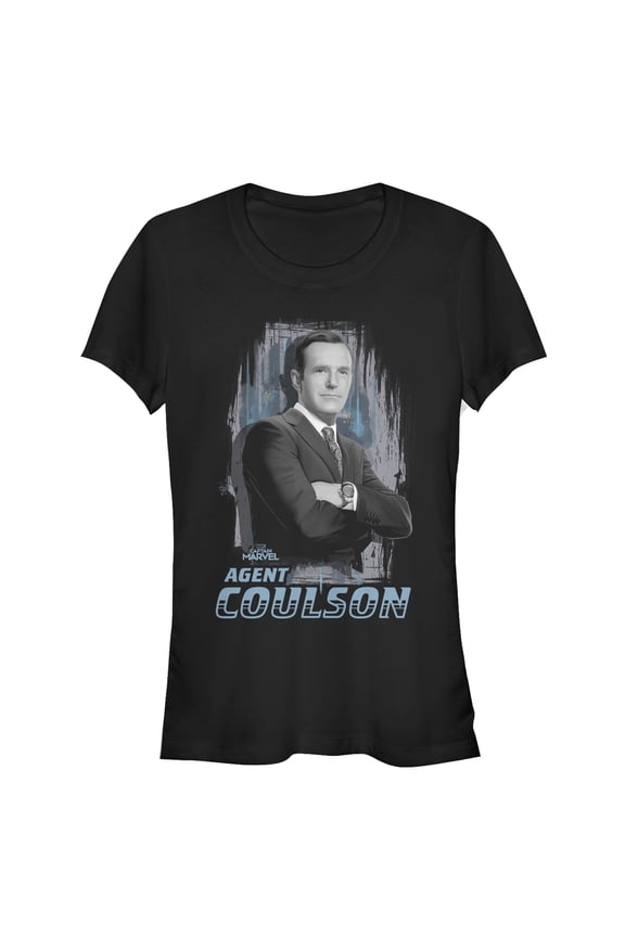 Junior's Marvel Captain Marvel Agent Coulson  Graphic Tee Black Medium