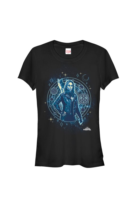 Junior's Marvel Captain Marvel Celestial Partners Graphic Tee Black Medium