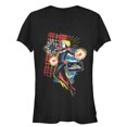 thumbnail image 1 of Junior's Marvel Captain Marvel Flannel Patch Print  Graphic Tee Black Small, 1 of 2