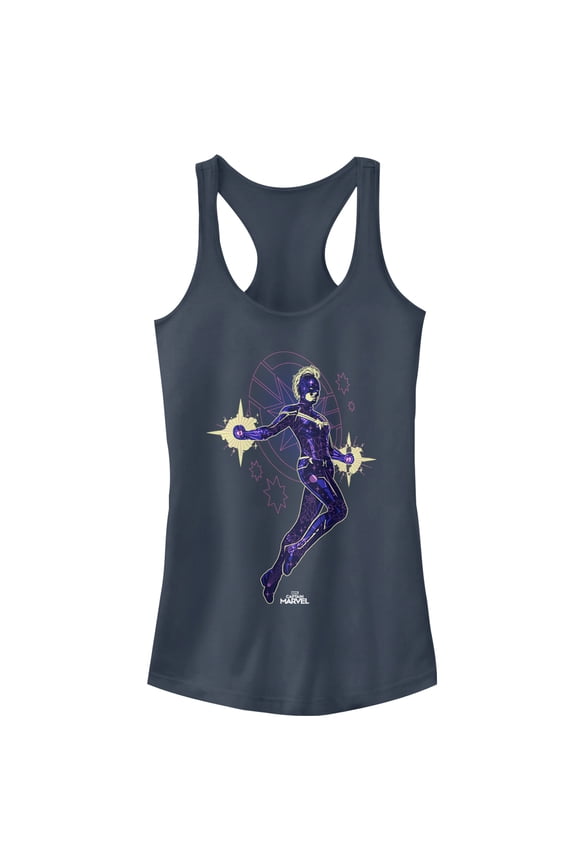 Junior's Marvel Captain Marvel Galactic Kree Warrior  Racerback Tank Top Indigo Large